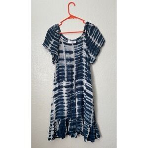 Walker & Wade Tie Dye Ruffle Dress Vacation Summer Resortwear Coastal Beach Boho